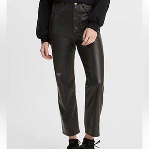 Levi faux leather ribcage straight pants